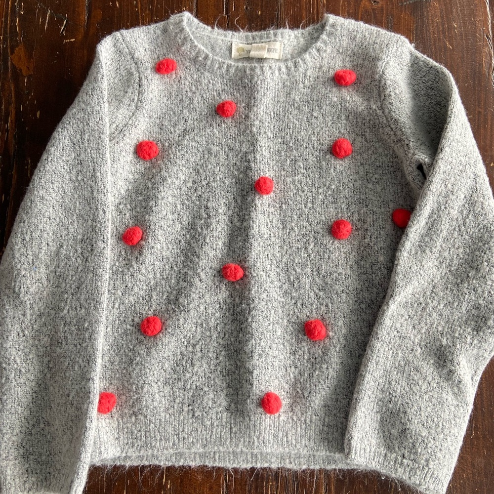 Gray Sweater with Red Accents